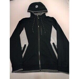 Lululemon City Sweat Full Zip Hoodie Black Gray Color block Men's Large Active